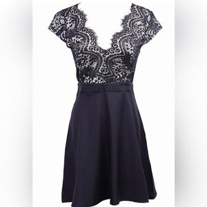 Women’s black lace v-neck dress